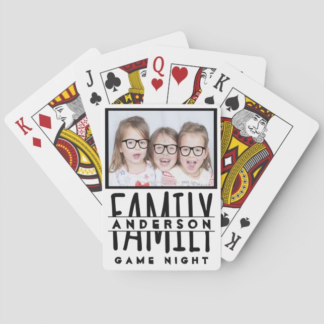 Foto | Individuelle Name Modern White Game Night Spielkarten (Rückseite)