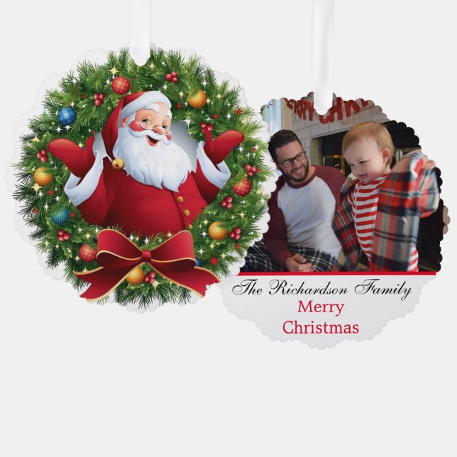 Foto Individuelle Name Weihnachten Weihnachten Ornament Karte (Vorderseite/Rückseite)