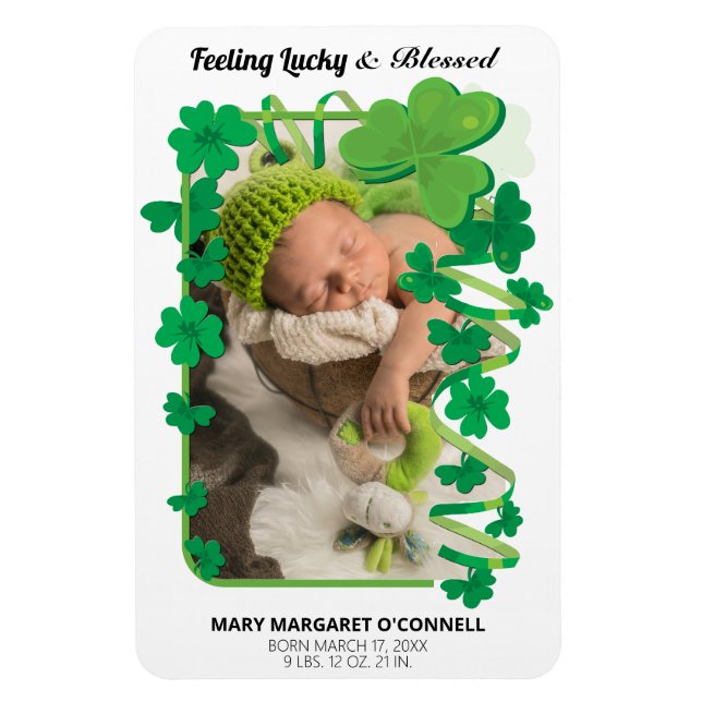 Foto Irish Kleeblatts Baby Ankündigung Magnet (Vertikal)