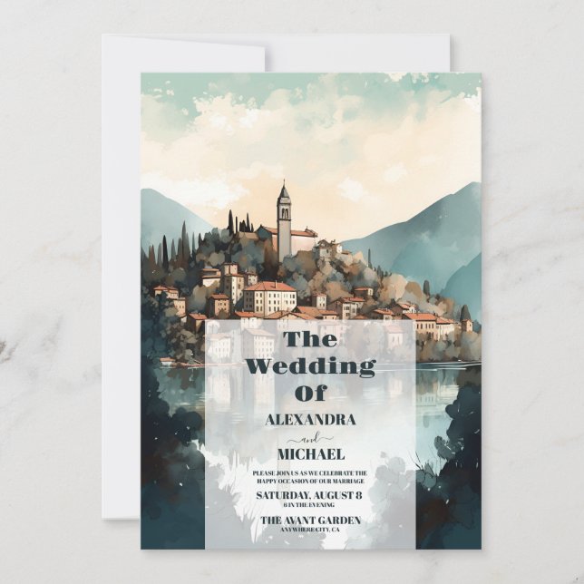 Foto Italien Hochzeit in Urlaubsort Como Einladung (Vorderseite)