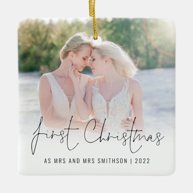 Foto Jahr Weihnachten Frau Mrs. Keramikornament (Vorderseite)