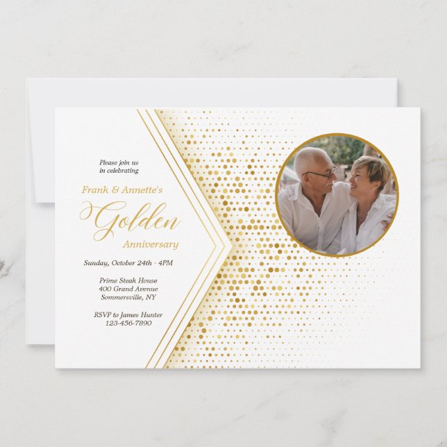 Foto-Jubiläum-Party Einladung der goldenen Jahre (Vorderseite)