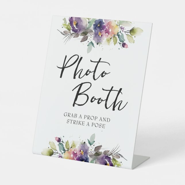 Foto-Kabine für Aquarellblumen Sockelschild (Vorderseite)