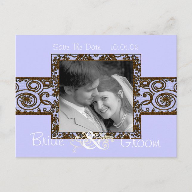 Foto Kaffee und Lilac Save the Date Ankündigungspostkarte (Vorderseite)