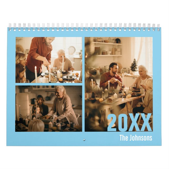Foto-Kalender der modernen hellblauen Familie Kalender (Titelbild)