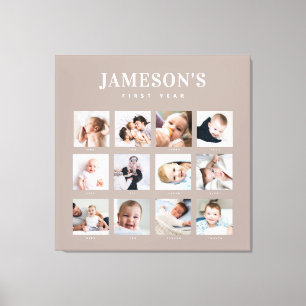 Foto-Kalender des ersten Jahres des Säuglings Leinwanddruck