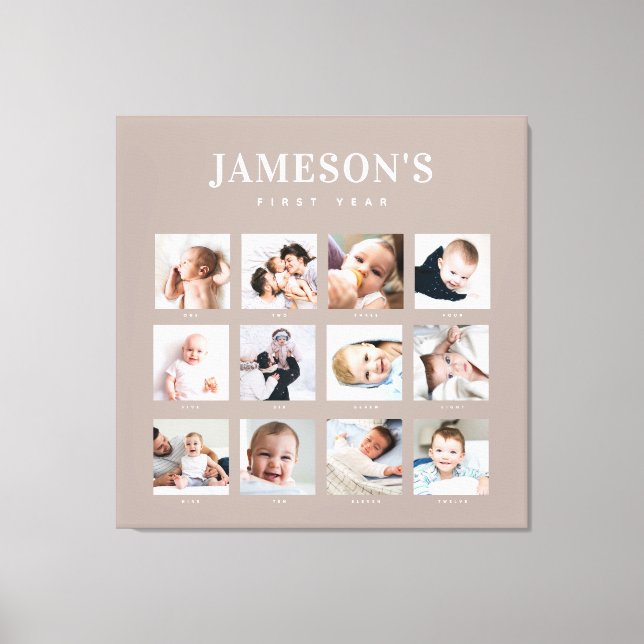 Foto-Kalender des ersten Jahres des Säuglings Leinwanddruck (Vorderseite)