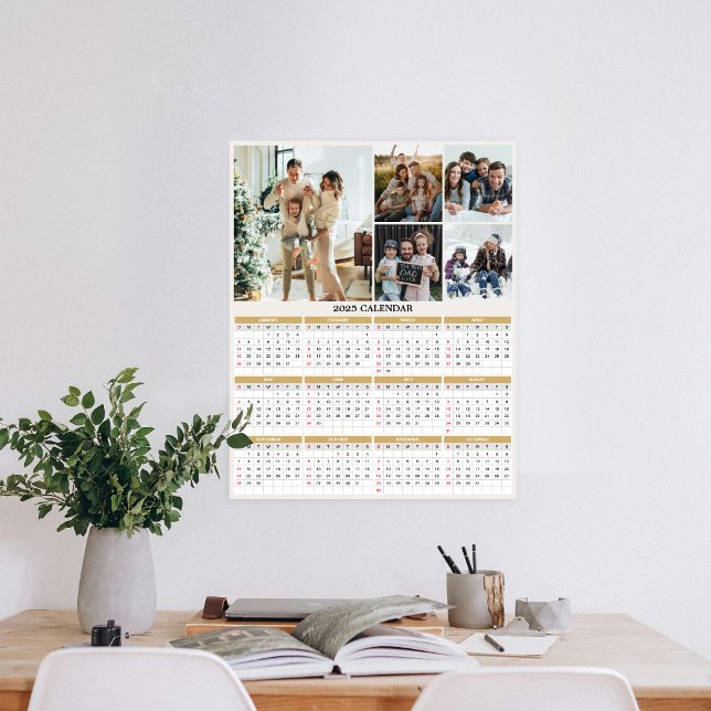 Foto-Kalender für benutzerdefinierte Collage-Famil Poster (Personalize 2025 with our custom photo calendar poster—display favorite photos and stay organized.)