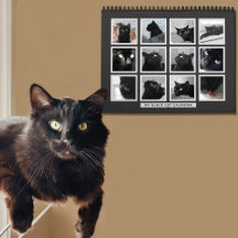Foto-Kalender für Schwarze Katze Retro-Bilderrahme