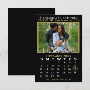 Foto Kalender Schwarz & Gold Hochzeit Rett Unser D Karte