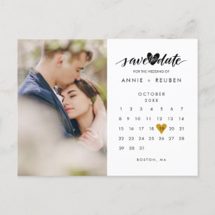 Foto Kalender zum Vormerken Elegantes goldenes Her Ankündigungspostkarte
