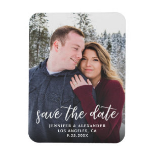Foto & Kalligrafie 2 - Dunkler Save the Date Magnet
