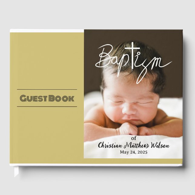 Foto Kalligrafie Christening Religiöse Taufe Gästebuch (Vorderseite)