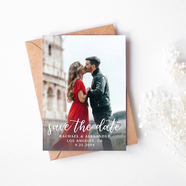 Foto & Kalligraphie 2 Leichter Verti Save the Date Einladung (Von Creator hochgeladen)