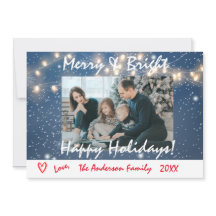 Foto-Karte der Familie "Merry Happy Holidays"