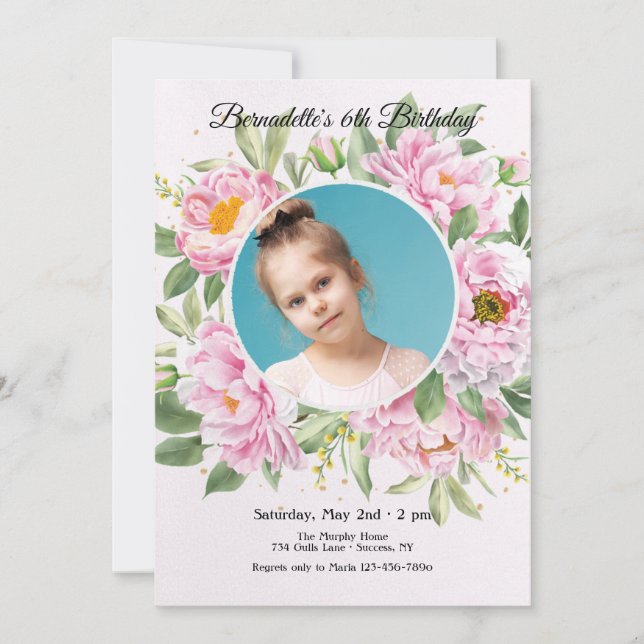 Foto-Karte/Einladung von Peonies Einladung (Vorderseite)