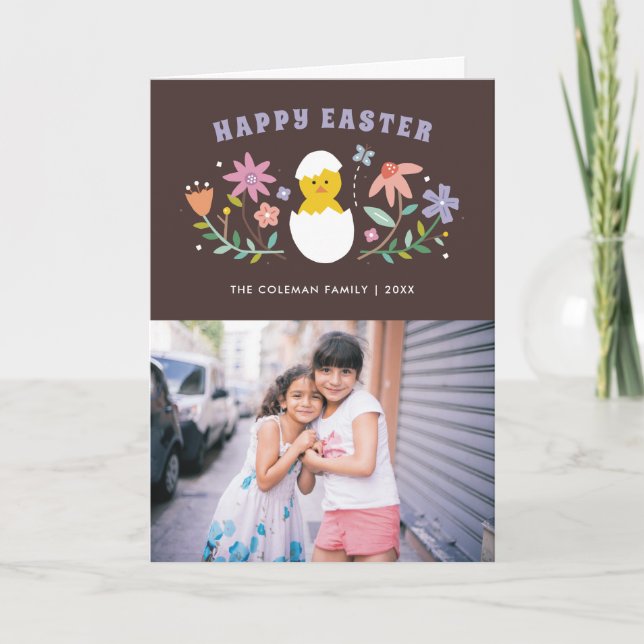 Foto-Karte für den blühenden Ostern - Braun Dankeskarte (Vorderseite)