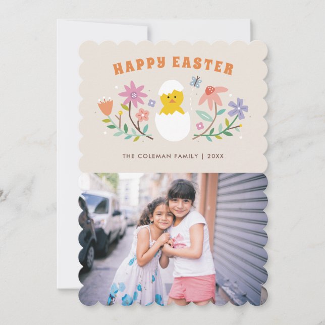 Foto-Karte für den verschlungenen Ostern - Beige Einladung (Vorderseite)
