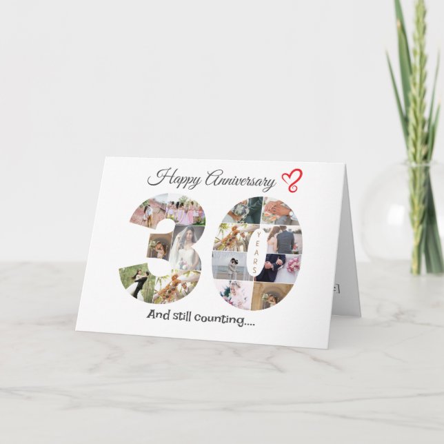 Foto-Karte zum dreißigjährigen Hochzeitstag Dankeskarte (Vorderseite)