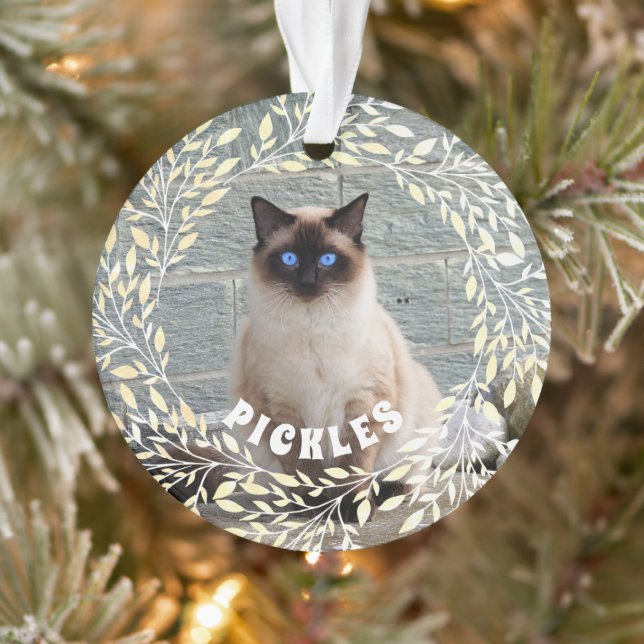 Foto Katze Blätterteig Wraath Weihnachtsschmuck Ornament (Baum)