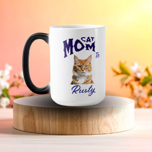 Foto Katze Mama Blau Typografie Personalisieren Verwandlungstasse