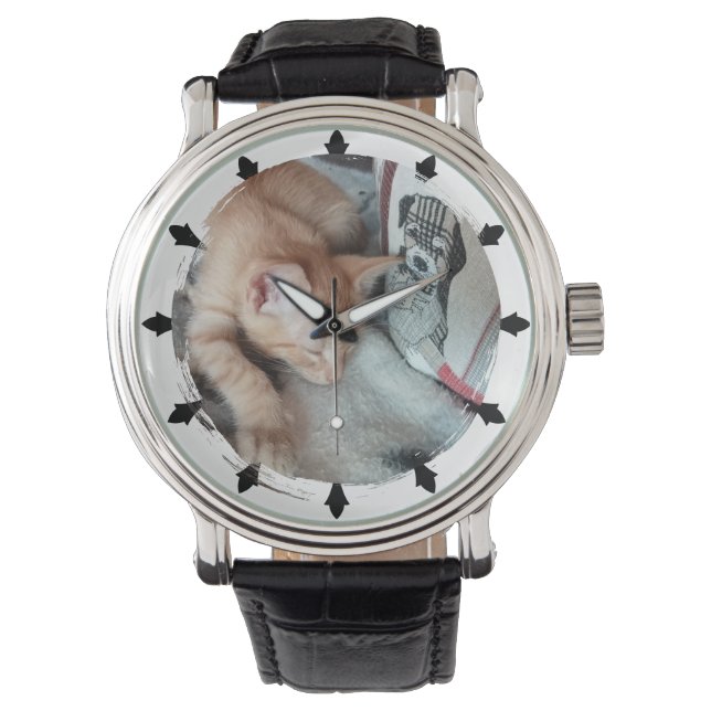 Foto. Katze, Runde E- Armbanduhr (Vorderseite)