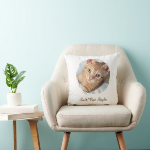 Foto-Katze Text, Austauschbar, Lustiger Katzenstil Kissen