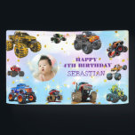 Foto Kids Monster Truckboy Birthday Party Banner<br><div class="desc">Monster-LKW,  LKW,  Rennen,  Geburtstag,  Geburtstagsparty,  Rennen,  Spaß,  Kindergeburtstag-Party,  Kinder-Party,  Monster-LKW, </div>