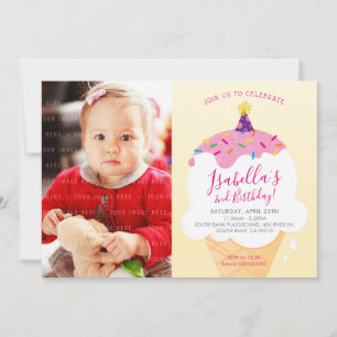 FOTO KIDS PARTY INVITE Retro-Eis-Kegel Einladung