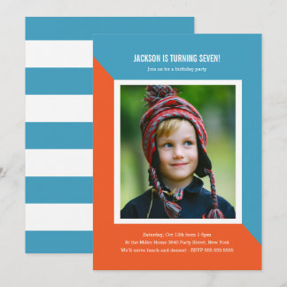 Foto-Kindergeburtstag für Farbblöcke Einladung