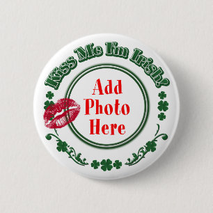 FOTO Kiss Me I'm Irish - Green Circle Kiss Mark Button