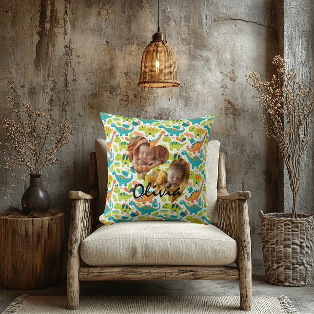 Foto Kissen mit Herzrahmen und Kawaii Dinosaurier (Von Creator hochgeladen)