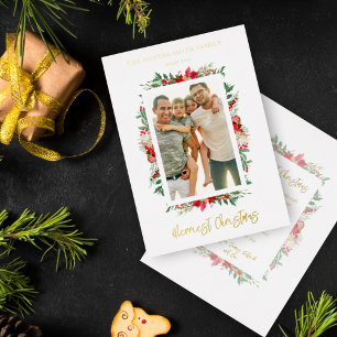 Foto Klassisch Weihnachten Poinsettien Folieneinladung