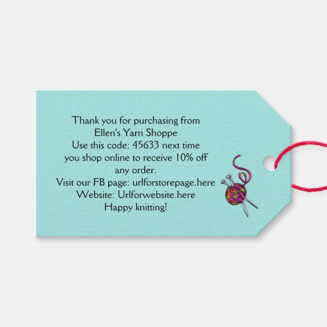 Foto Knitter Garne Arts Shop Danke Coupon Geschenkanhänger (Vorderseite (Horizontal))