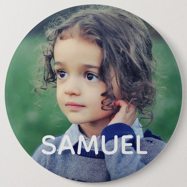 FOTO-KNOPF individuell groß groß mit NAME Button (Vorderseite)