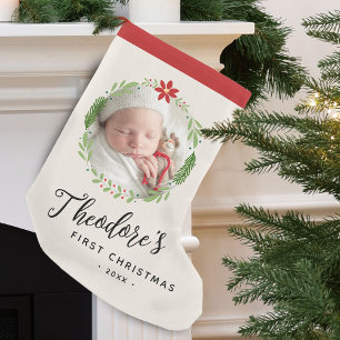 Foto-Kranz zum ersten Weihnachten des Babys mit Na Kleiner Weihnachtsstrumpf