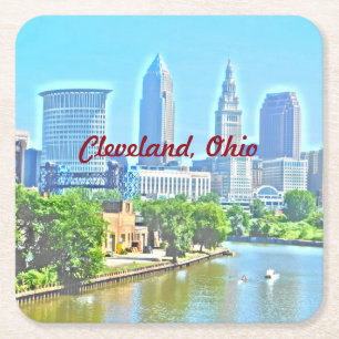 Foto-Kunst-Untersetzer Clevelands, Ohio Rechteckiger Pappuntersetzer