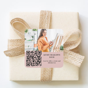 Foto Künstler Designer dusty rose rosa QR-Code Quadratischer Aufkleber