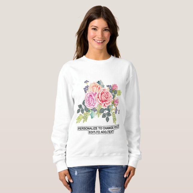 Foto-Kunstwerk-Zitat für Frauen individuell anpass Sweatshirt (Vorne ganz)