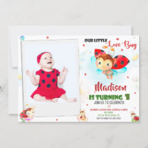 Foto Ladybug Einladung zum 1. Geburtstag Sommersom