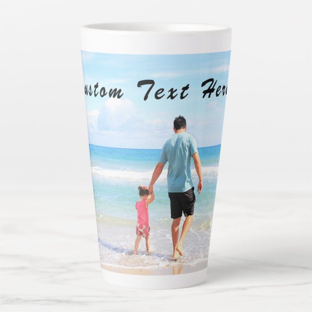 Foto Latte Tasse mit benutzerdefiniertem Text (Vorderseite)