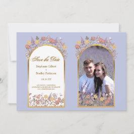 Foto Lavender Gold Elegante Hochzeit Save the Date Einladung