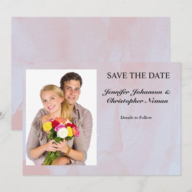 Foto Lavender Mist Marble Save the Date Einladung (Vorne/Hinten)