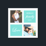 Foto Leinwanddruck<br><div class="desc">Pastellfarbenpalette zwei Foto maßgeschneiderte Wandkunst mit elegantem Skript "Liebe" und "Familie" und Ihre eigene Monografie und Datum. Schöner Akzent personalisierter Wohngestaltung</div>