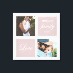 Foto Leinwanddruck<br><div class="desc">Pastellfarbenpalette zwei Foto maßgeschneiderte Wandkunst mit elegantem Skript "Liebe" und "Familie" und Ihre eigene Monografie und Datum. Schöner Akzent personalisierter Wohngestaltung</div>