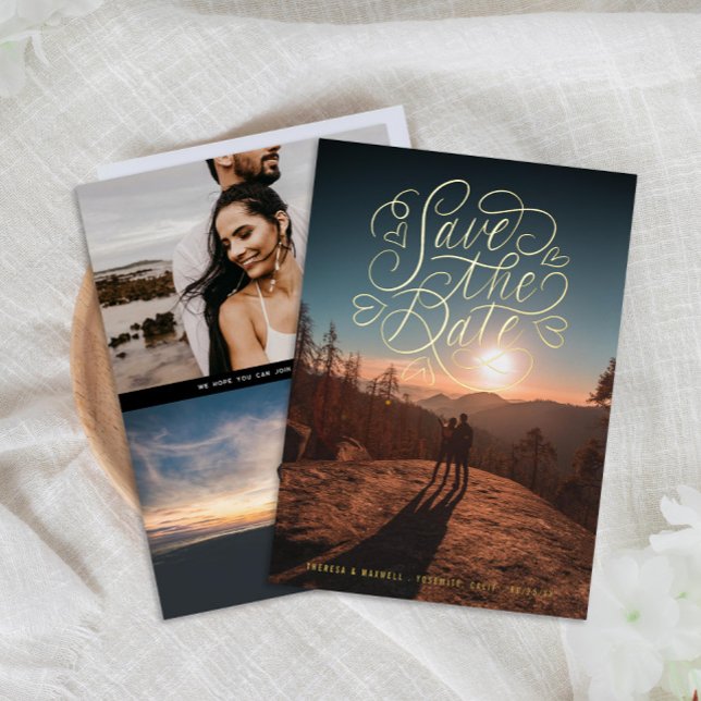 Foto "Lektüre" Save the Date Gold Folieneinladung (Von Creator hochgeladen)