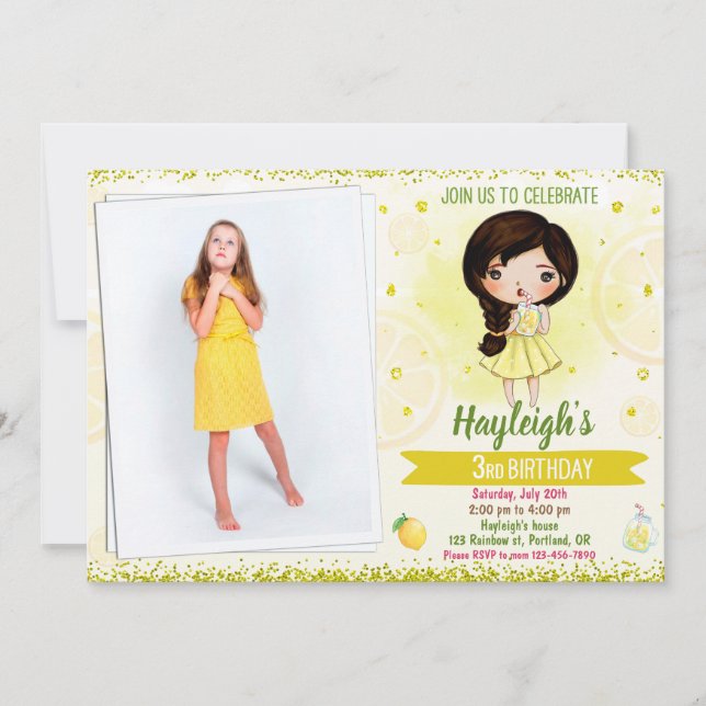 Foto Lemon Einladung Fruchtgeburtstag Einladung (Vorderseite)