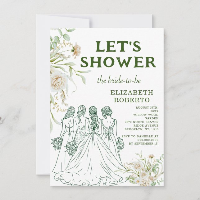 Foto Let's Shower Elizabeth Pampas Brautparty Einladung (Vorderseite)