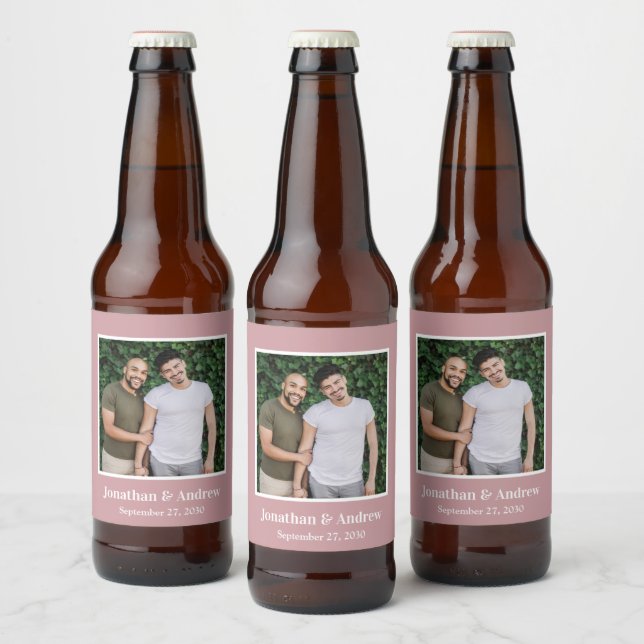 Foto LGBTQ Hochzeit Bierflaschenetikett (Flaschen)
