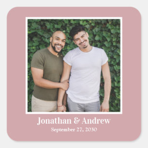Foto-LGBTQ-Hochzeitsaufkleber Quadratischer Aufkleber